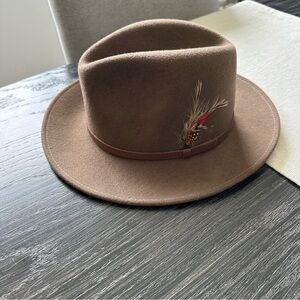 EUC Tiger Pride Men’s Vintage 100% Wool Brown Gambler Style Fedora, Medium